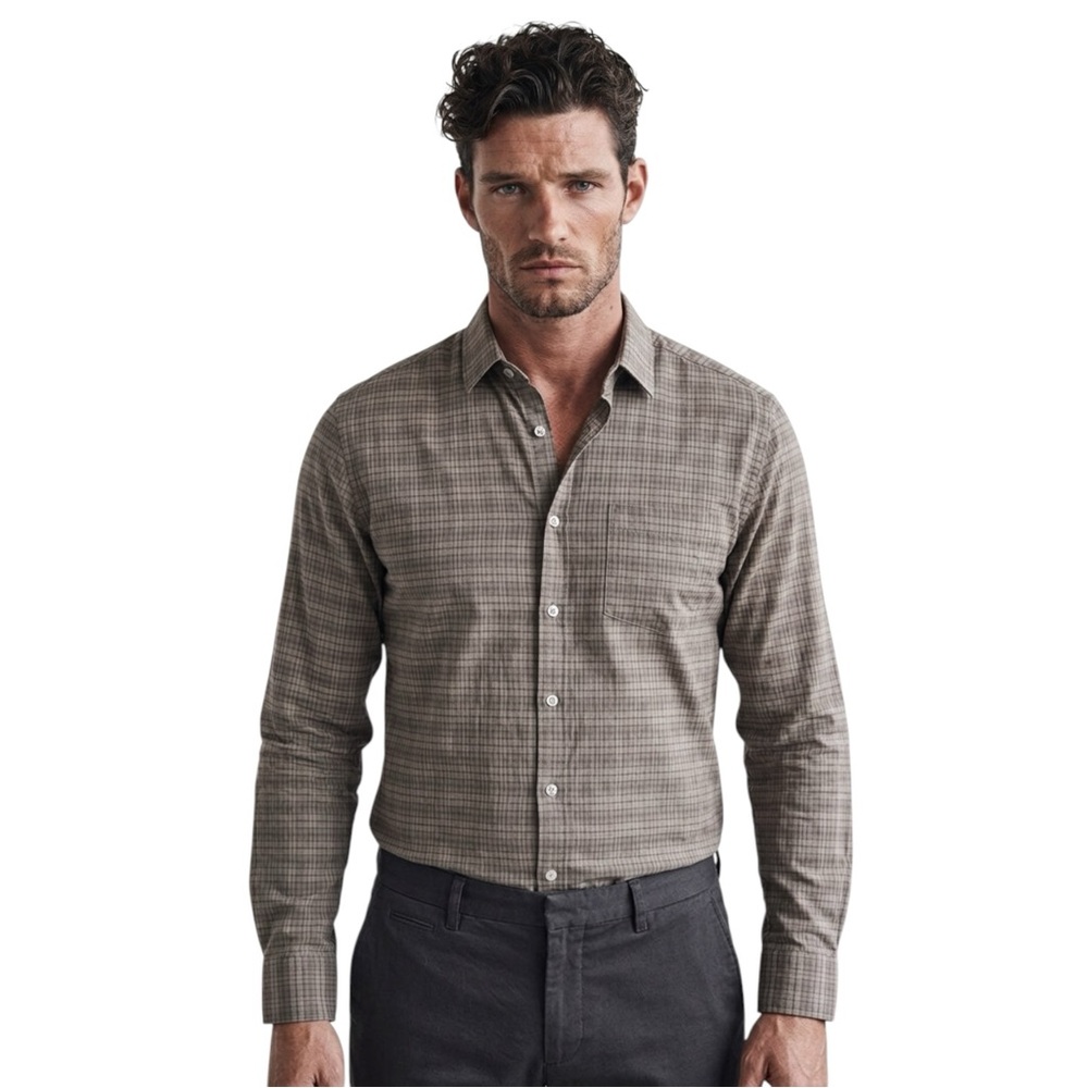 👔 John Varvatos Men’s M Gray Plaid Long Sleeve – Sharp Rebel‎ Luxe